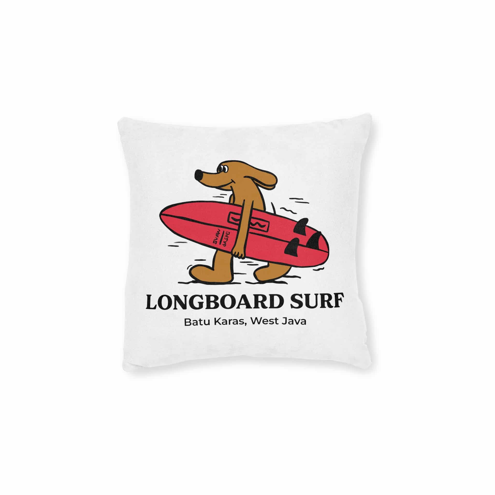 Longboard Surf Square Pillow Pink Back
