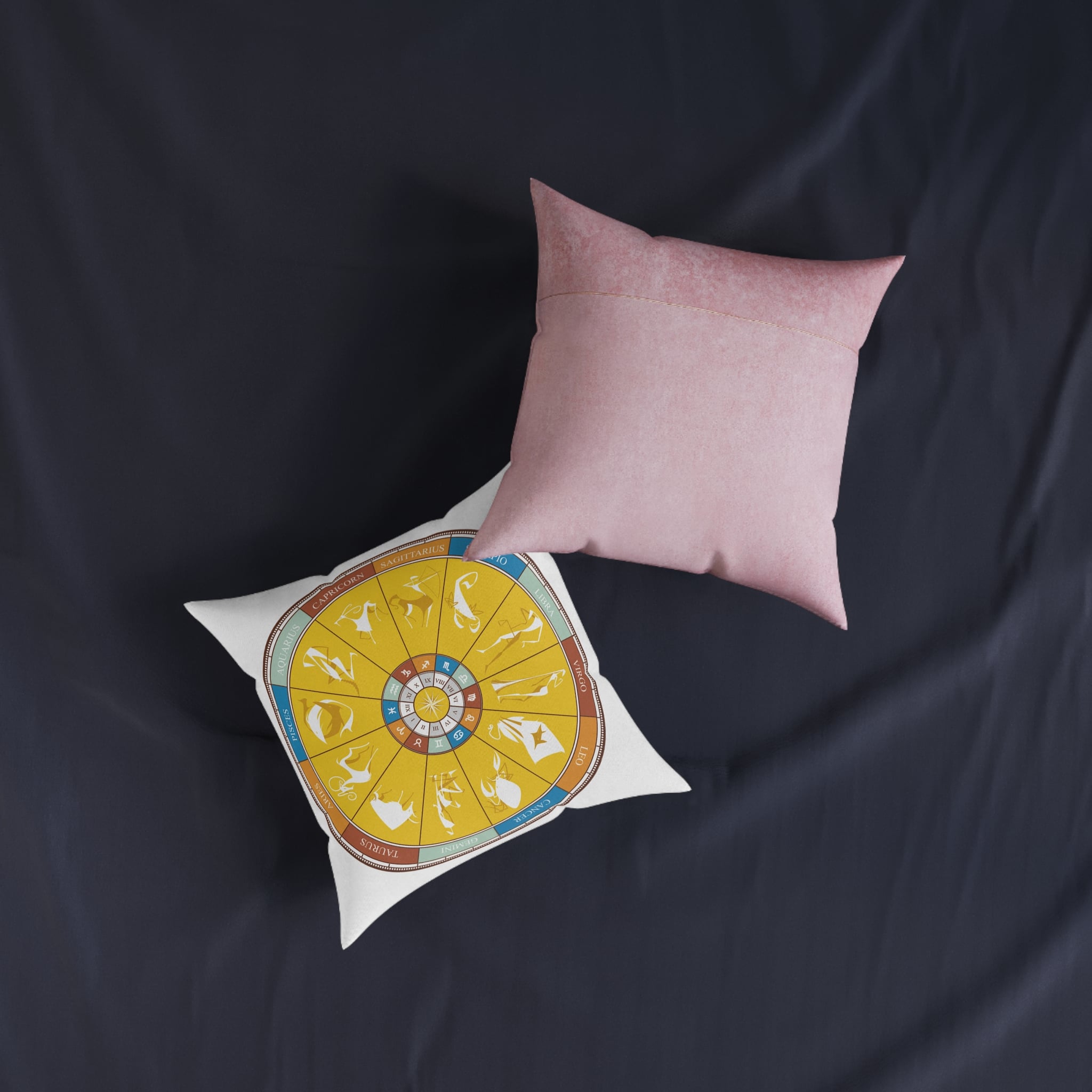 Zodiac Signs Square Pillow Pink Back - Image 7