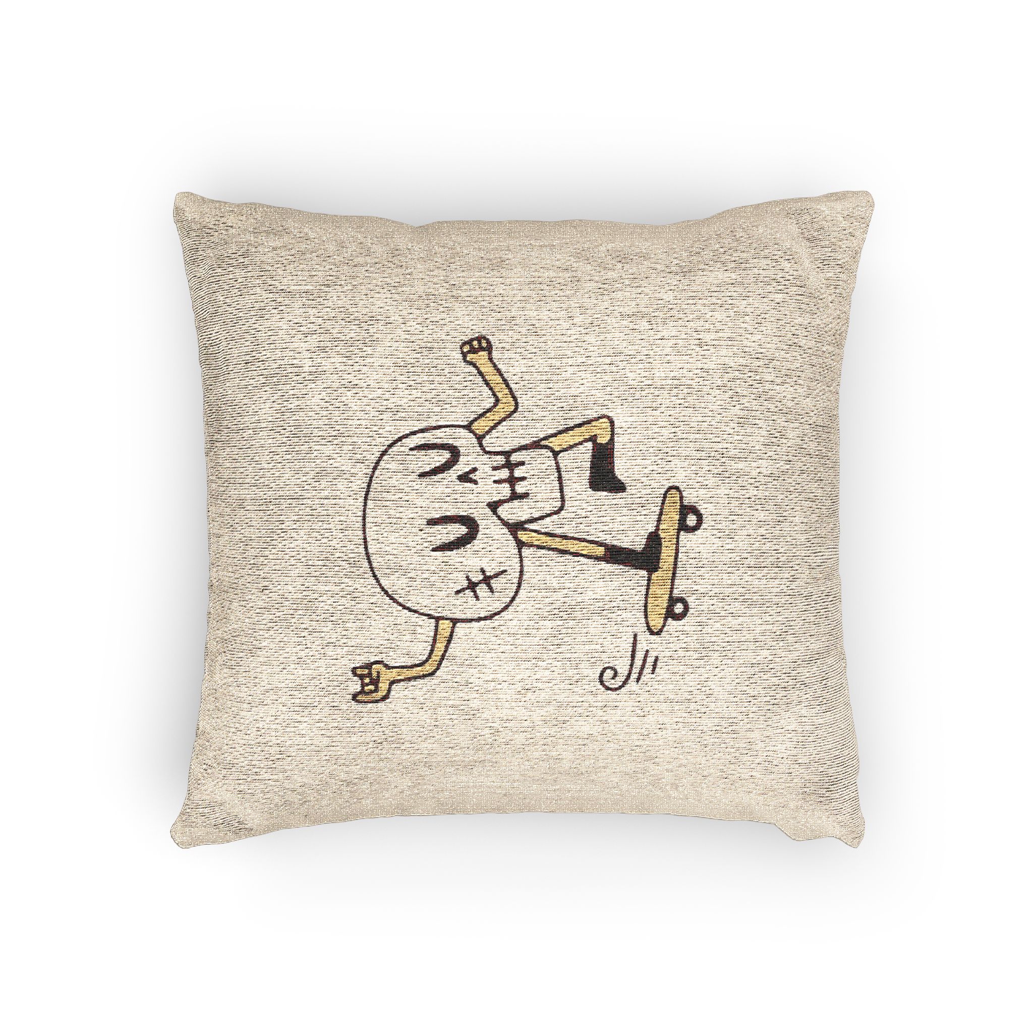 Cool Skull Riding Skateboard Illustration T Shirt Poster Sticker Apparel Merchandise Woven Pillow - Image 4