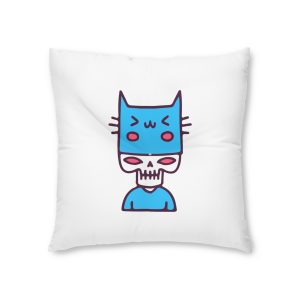 Cool Skull With Cat Hat Illustration T Shirt Sticker Apparel Merchandise Tufted Floor Pillow Square
