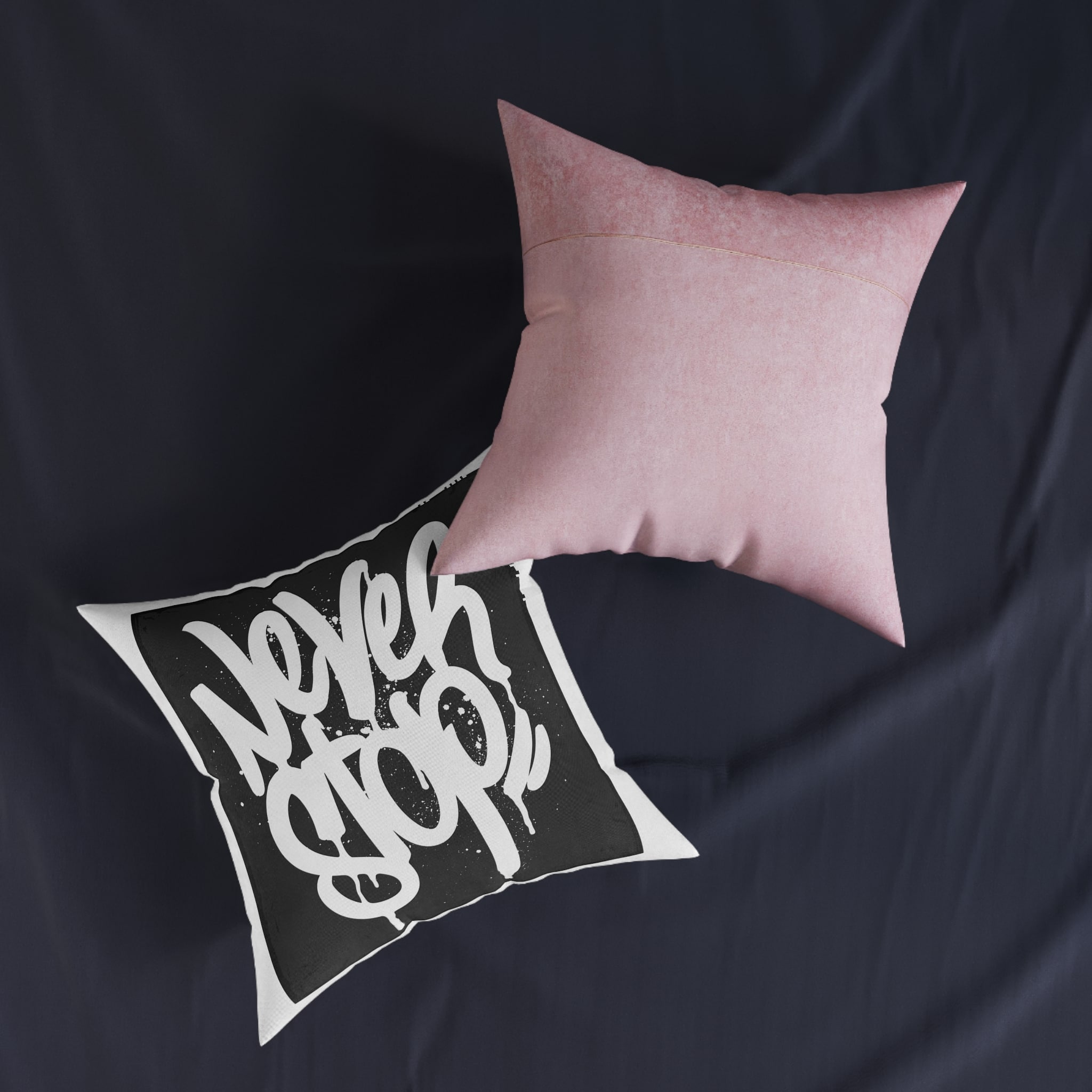 Never Stop Copia Square Pillow Pink Back - Image 11