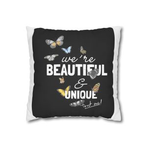 We Are Beautiful and Unique Square Poly Canvas Pillowcase