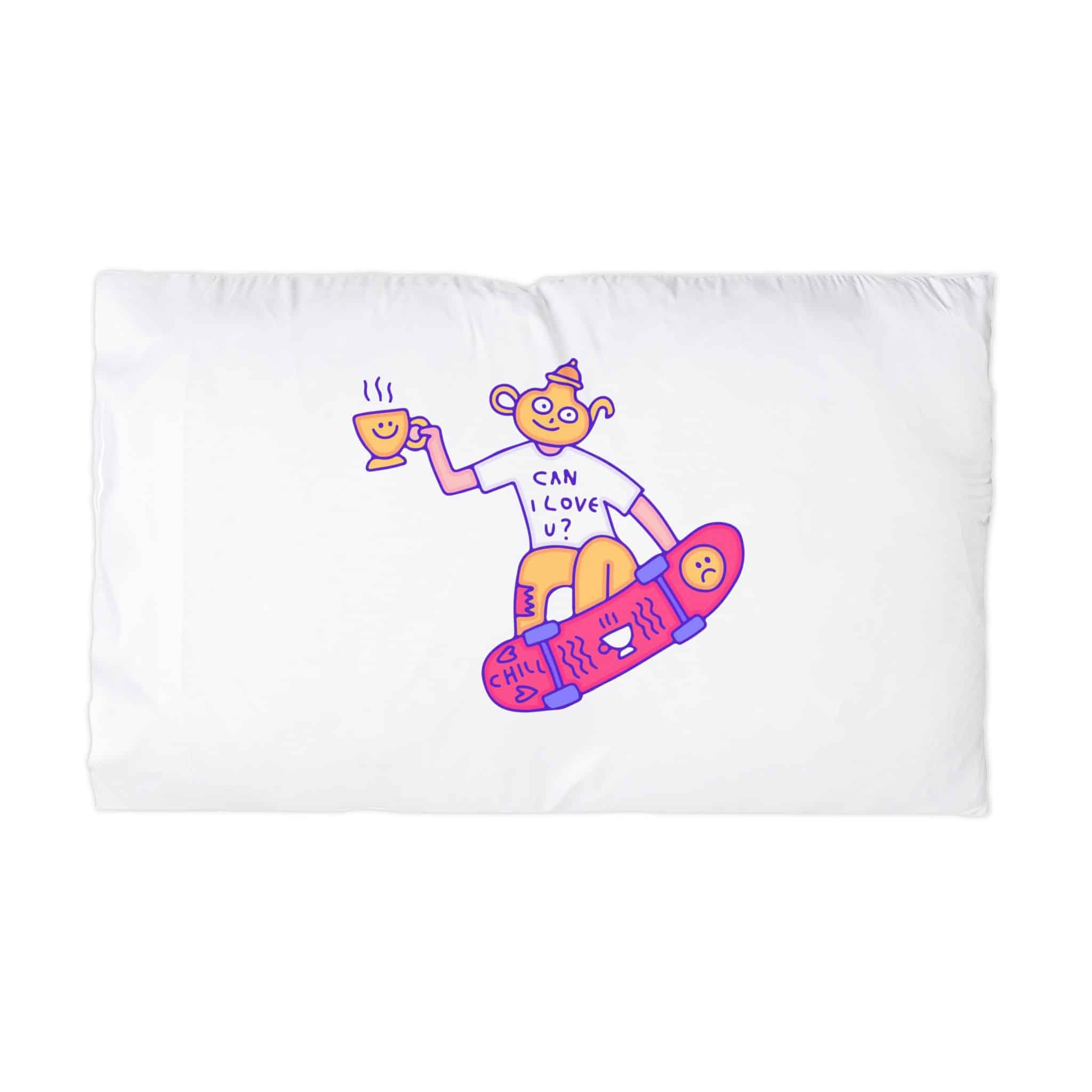 Cool Teapot Character Freestyle With Skateboard Illustration T Shirt Sticker Microfiber Pillowcase