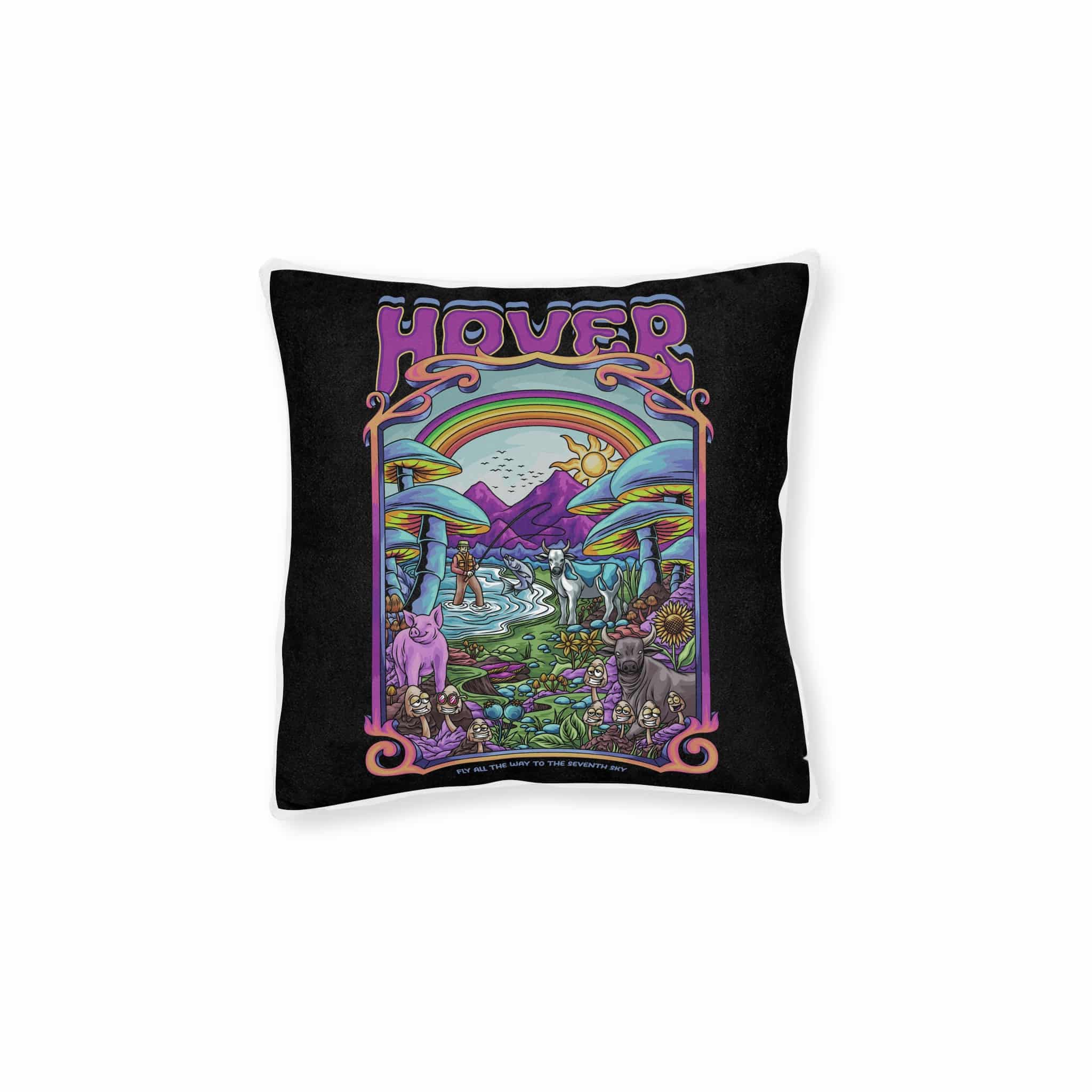 Magic Psychedelic With Text Illustration Square Pillow Pink Back