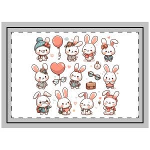 Vector Cartoon Rabbit Sits Field Flowers (2) Throw Pillow