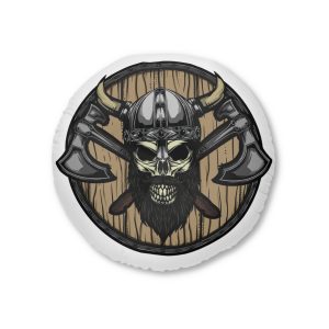 Viking Skull Tufted Floor Pillow Round