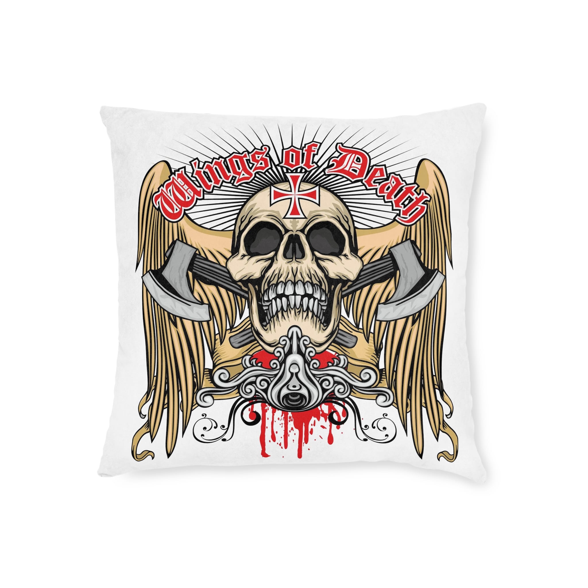 Gothic Sign With Skull Grunge Vintage Design T Shirts (30) Square Pillow Pink Back - Image 5