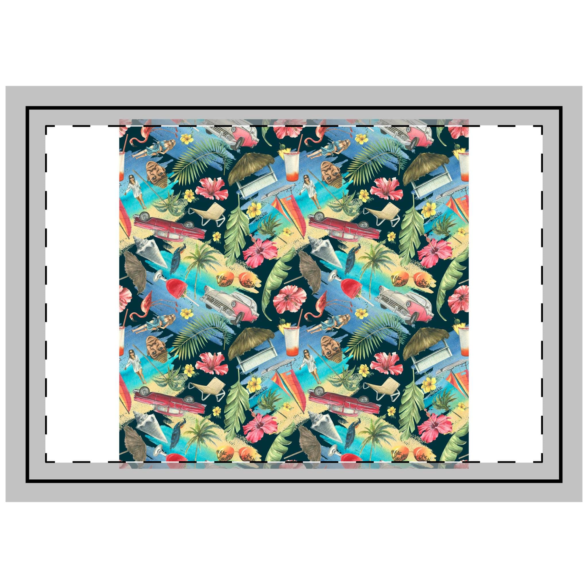 Tropical Cuban Bright Pattern Seamless Dark Background With Cocktails Palm Trees Retro Cars Pink Flamingos Seashells Watercolor Illustration From Large Cuba Set Throw Pillow