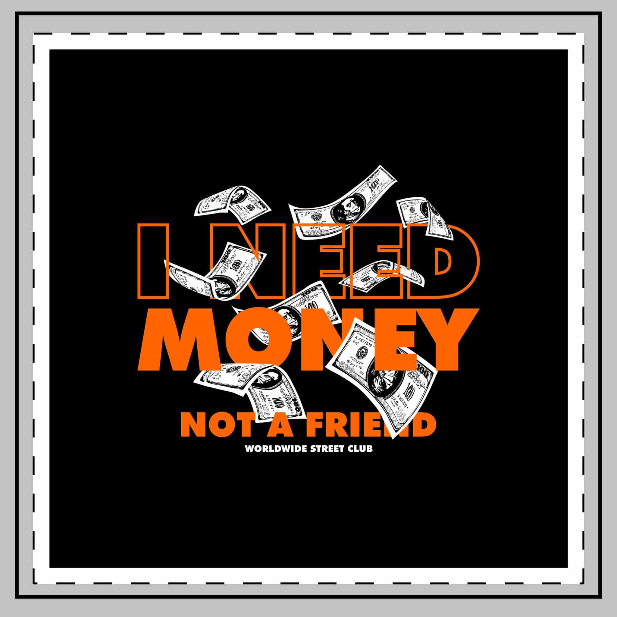 I Need Money Not A Friend Simple Vintage Fashion Throw Pillow - Image 2