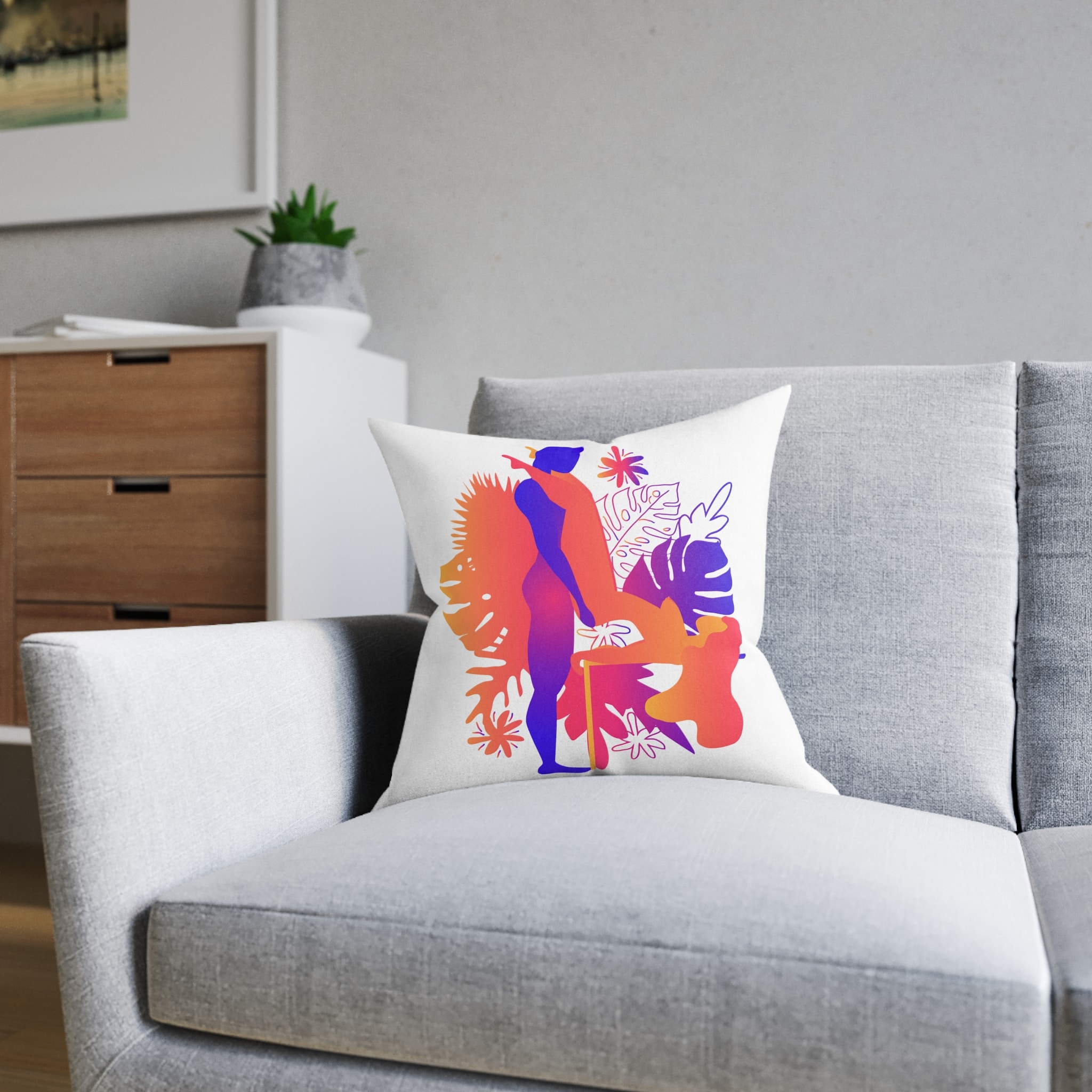 Kama Sutra Man Woman Have Sex Art Love Sexual Position Butterfly Square Pillow Pink Back - Image 8