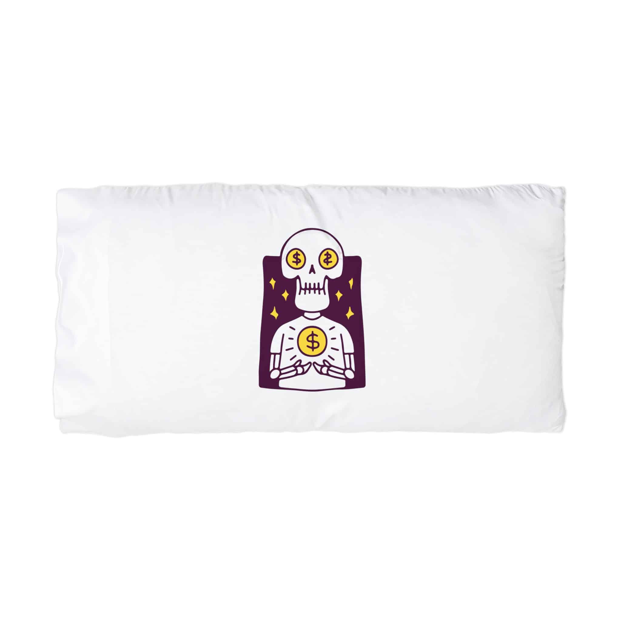 Cool Skull Character With Dollar Coin Illustration T Shirt Sticker Apparel Merchandise Microfiber Pillowcase - Image 3
