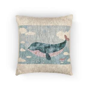 Whale With Clouds Woven Pillow