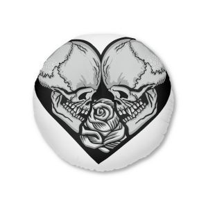 Gothic Sign With Skull Heart Grunge Vintage Design T Shirts Tufted Floor Pillow Round