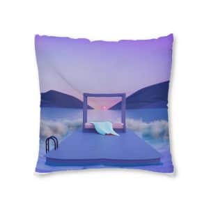 Dreamlike Surrealistic Landscape Purplish Tones Tufted Floor Pillow Square