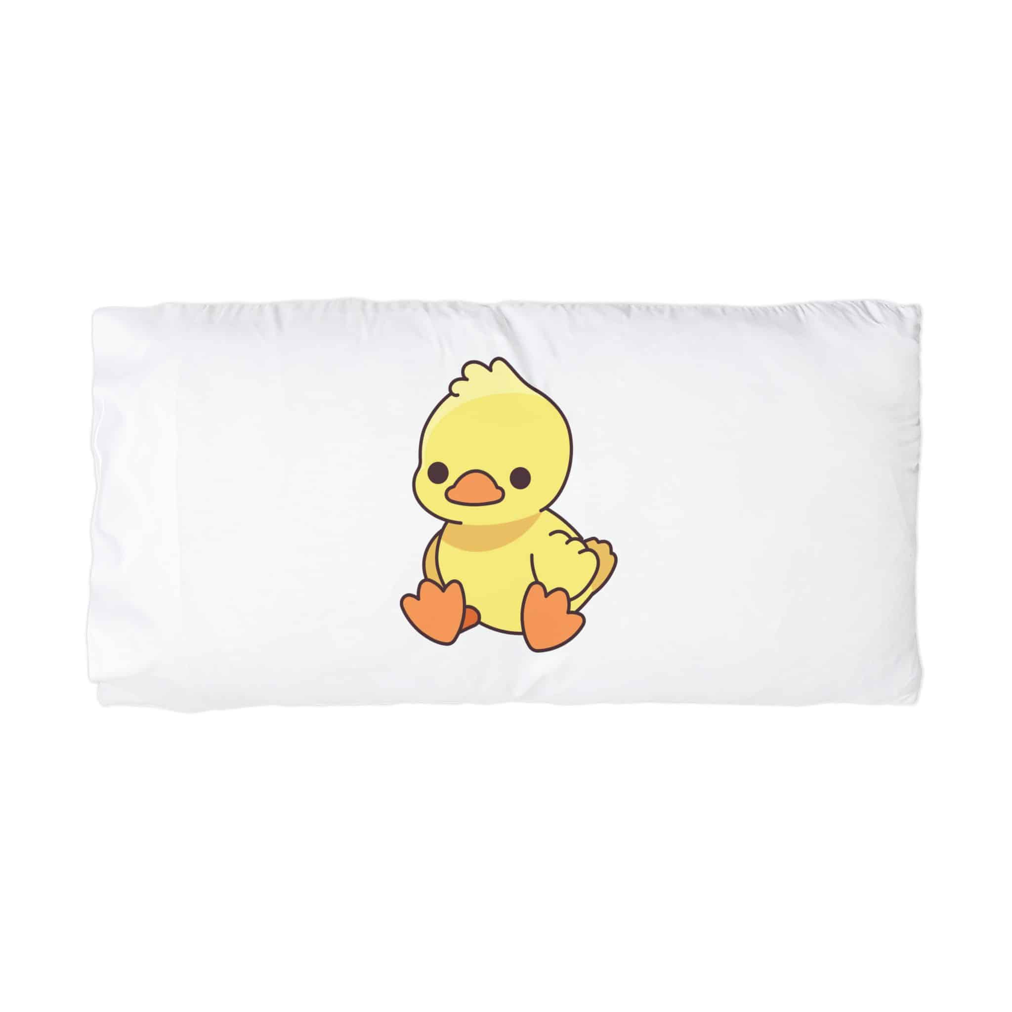Adorable Yellow Duckling Illustration Cute Cartoon Baby Duck Sitting Microfiber Pillowcase - Image 3