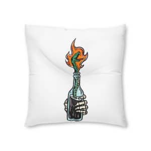 Molotov Cocktail With A Snake As the Wick Tufted Floor Pillow Square