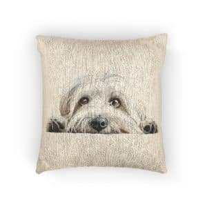 White Dog 2 Woven Pillow