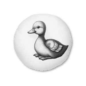 Drawing Duck With White Background That Says Duck Tufted Floor Pillow Round
