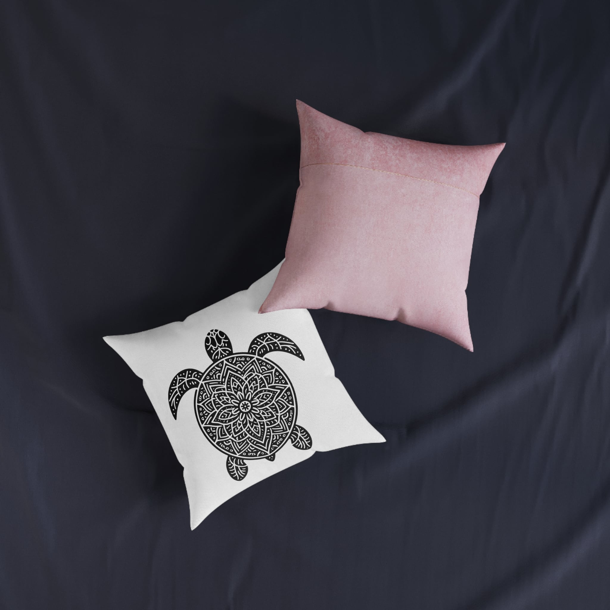 Turtle Copia Square Pillow Pink Back - Image 7