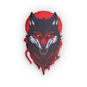 Wolf With Red Head Yellow Eyes Custom Shaped Pillows