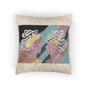 Colorful Abstract Gemini Twins Woven Pillow