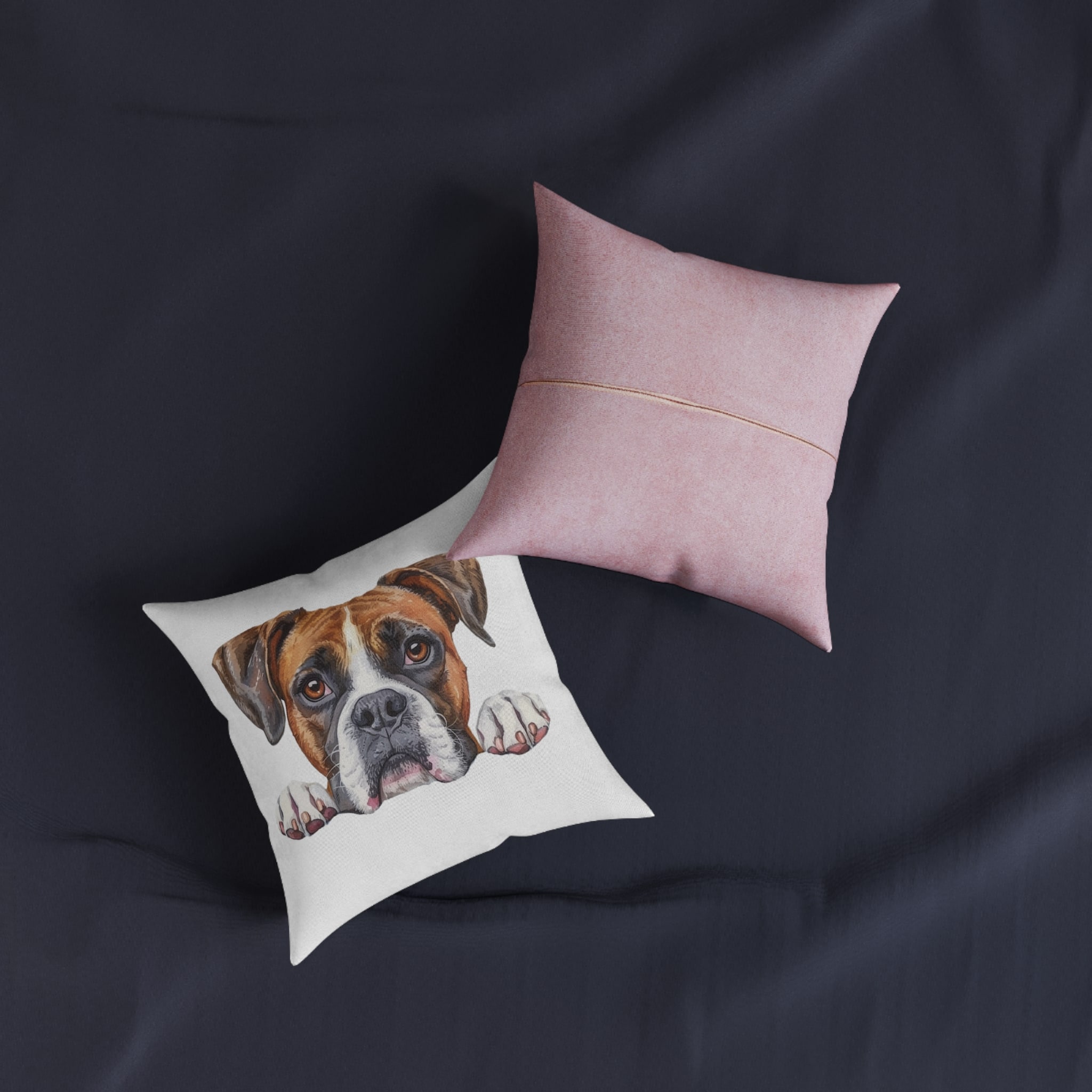 Dogs 27 Square Pillow Pink Back - Image 3