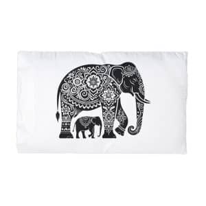 Black Color Elephant Silhouette Vector Illustration Solid White Background(3) Microfiber Pillowcase