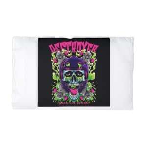 Skull Longboard With Text Illustration Microfiber Pillowcase