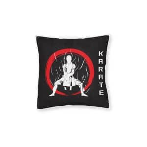 Karate Fighter Movement Technique Silhouette With Abstract Wind Effect (1) Square Pillow Pink Back
