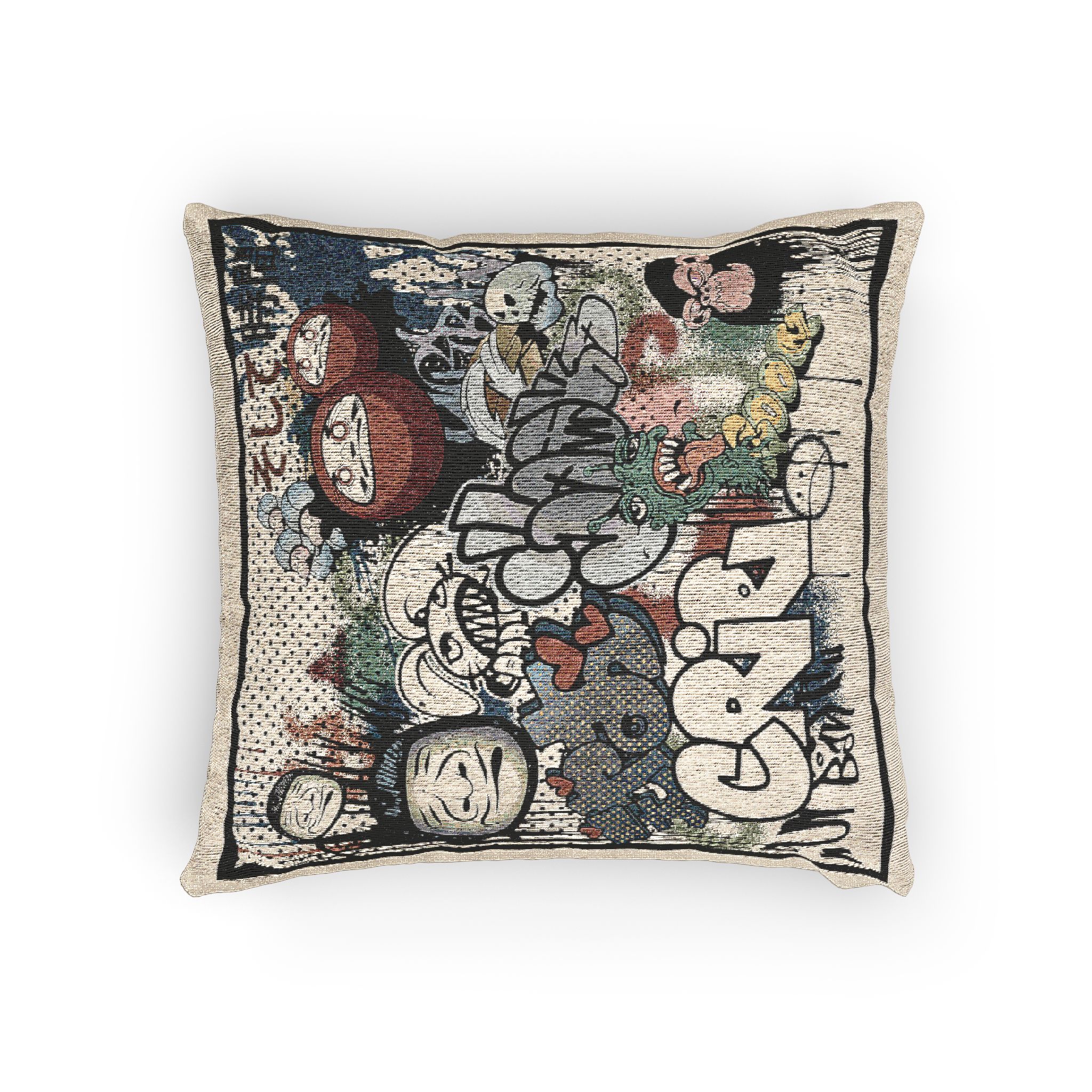 Seamless Graffiti Pattern (6) Woven Pillow - Image 4
