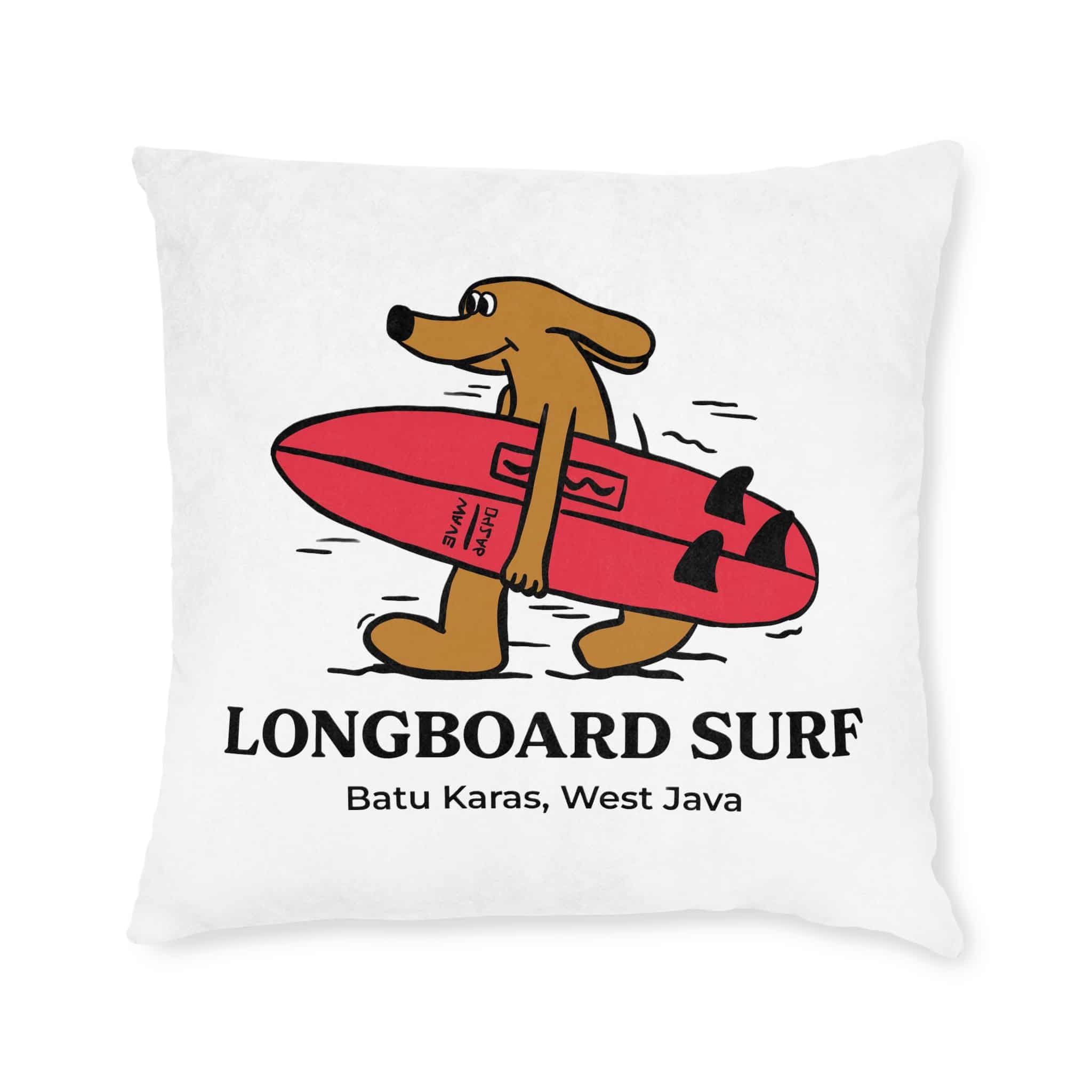 Longboard Surf Square Pillow Pink Back - Image 9