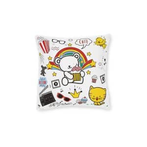 Cute Bear Square Pillow Pink Back