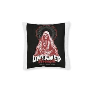 Untamed Strength the Angel of Death Is Sitting Poster Square Pillow Pink Back