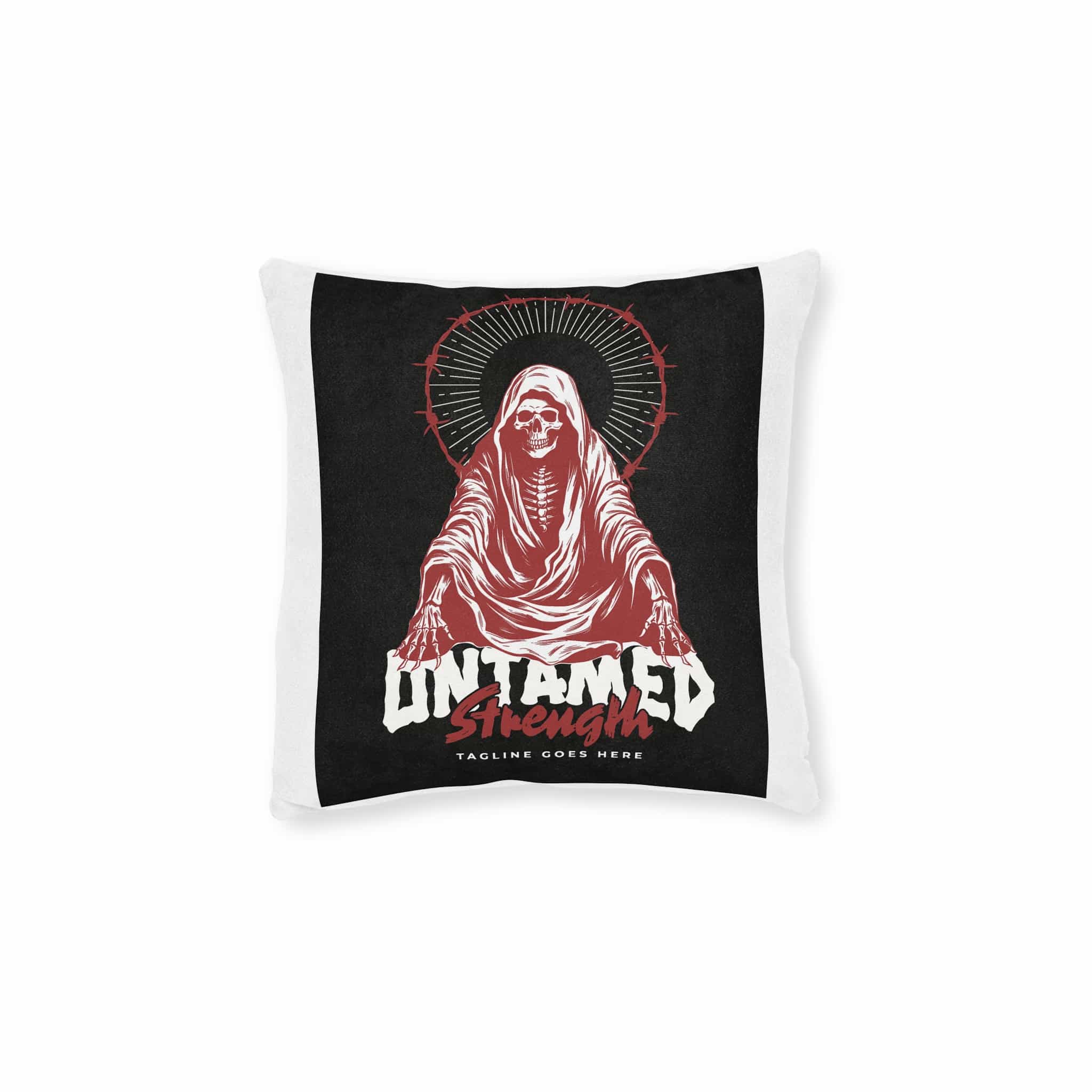 Untamed Strength the Angel of Death Is Sitting Poster Square Pillow Pink Back
