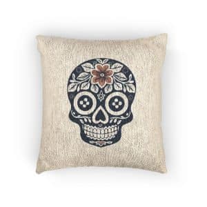 Colorful Floral Sugar Skull 171602 Woven Pillow