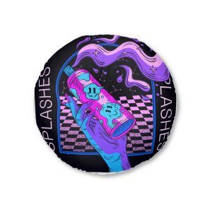 Hand Drawn Album Cover Template Tufted Floor Pillow Round