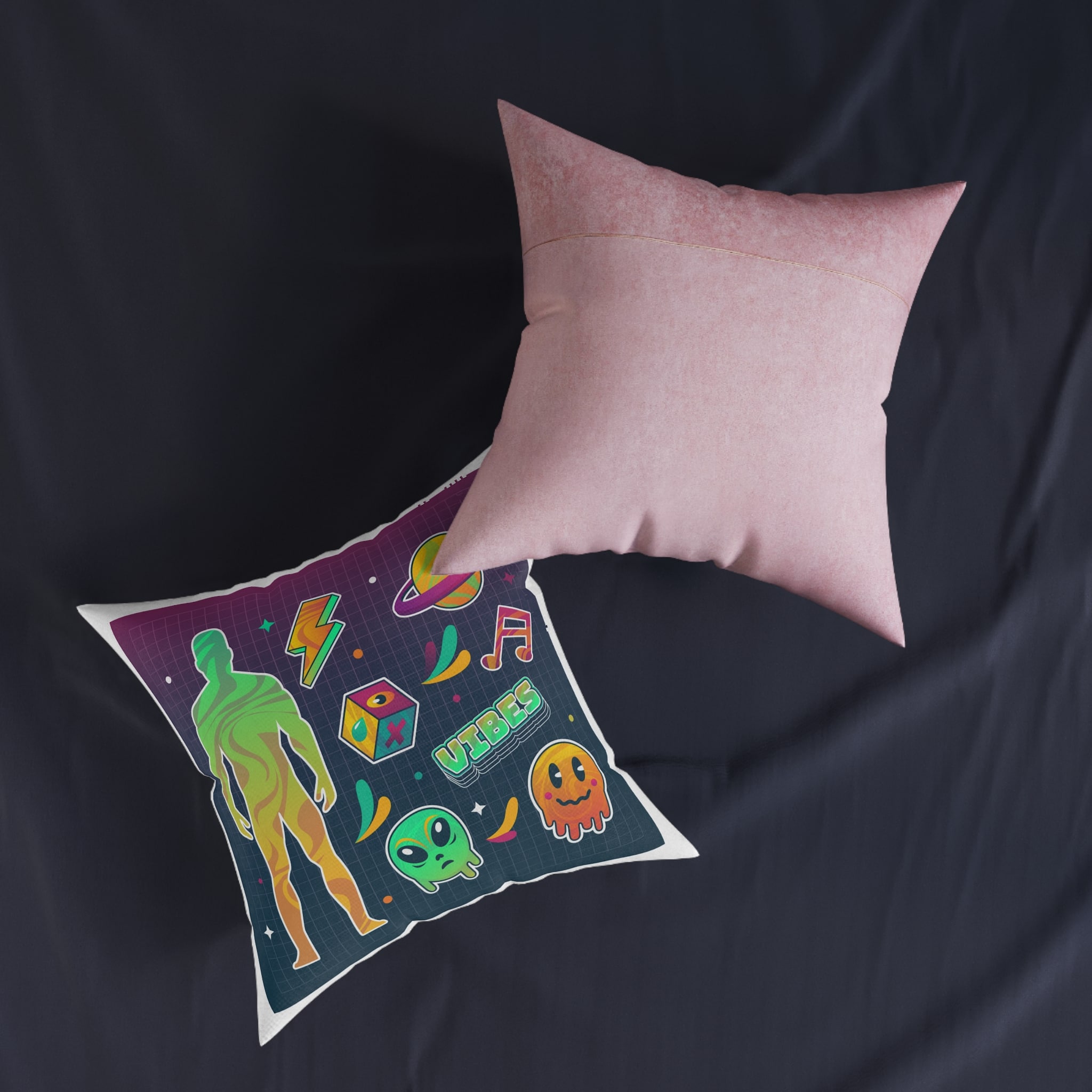 Gradient Rave Sticker Set Square Pillow Pink Back - Image 11