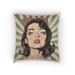 Vintage Pop Art Girl Woven Pillow