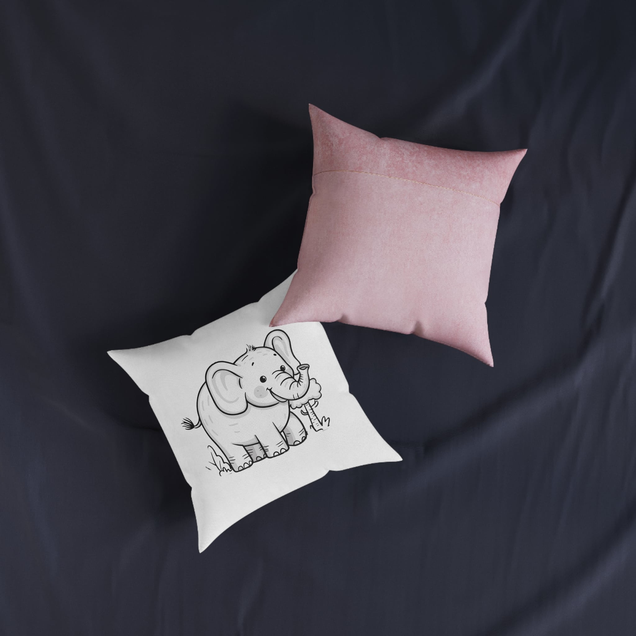 Elephant Copia Square Pillow Pink Back - Image 7