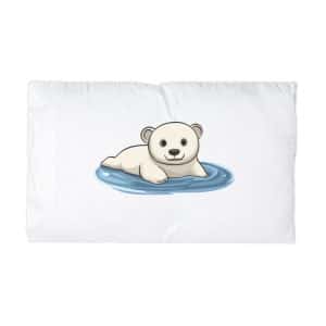 Adorable Cartoon Polar Bear Swimming Vector Illustration Microfiber Pillowcase