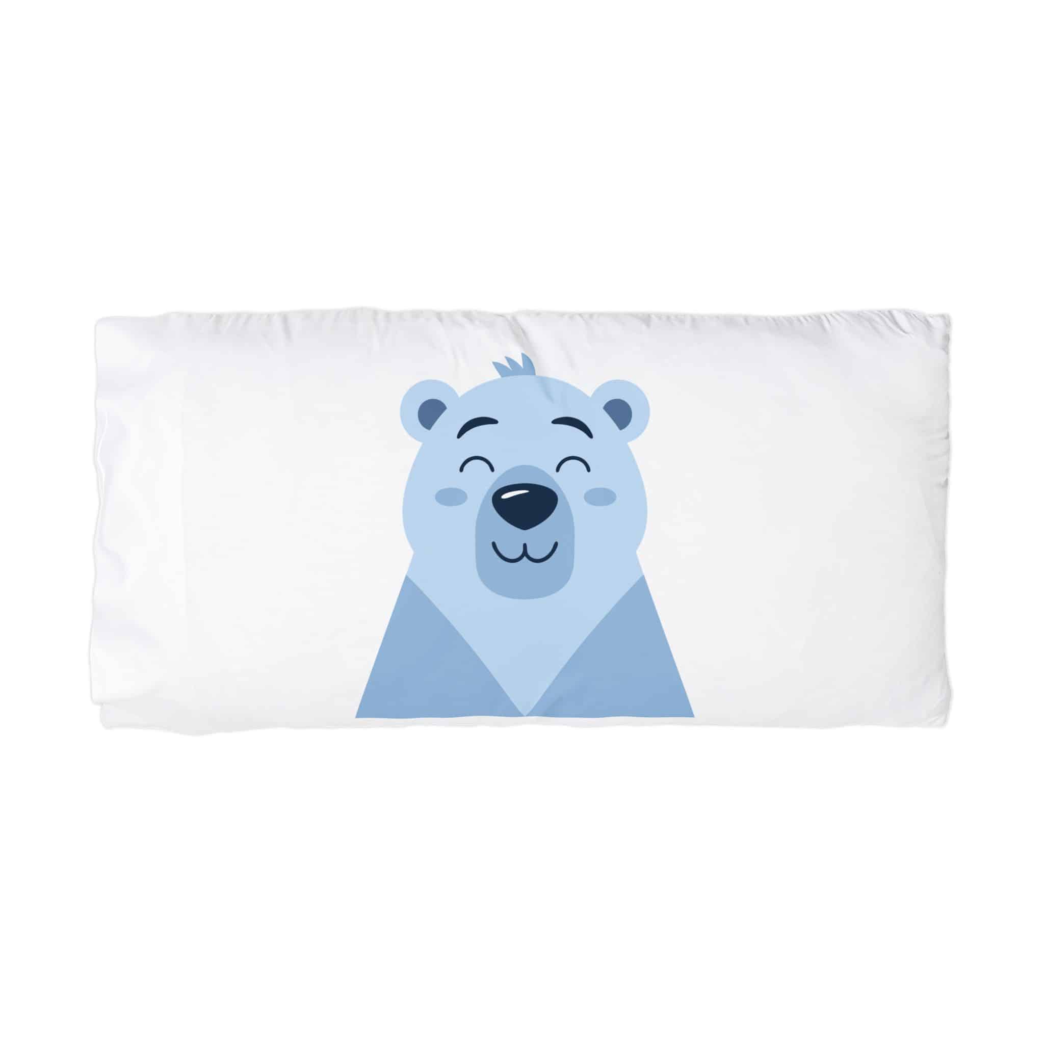 Adorable Cartoon Polar Bear Face Vector Illustration Childrens Art Projects Microfiber Pillowcase - Image 3