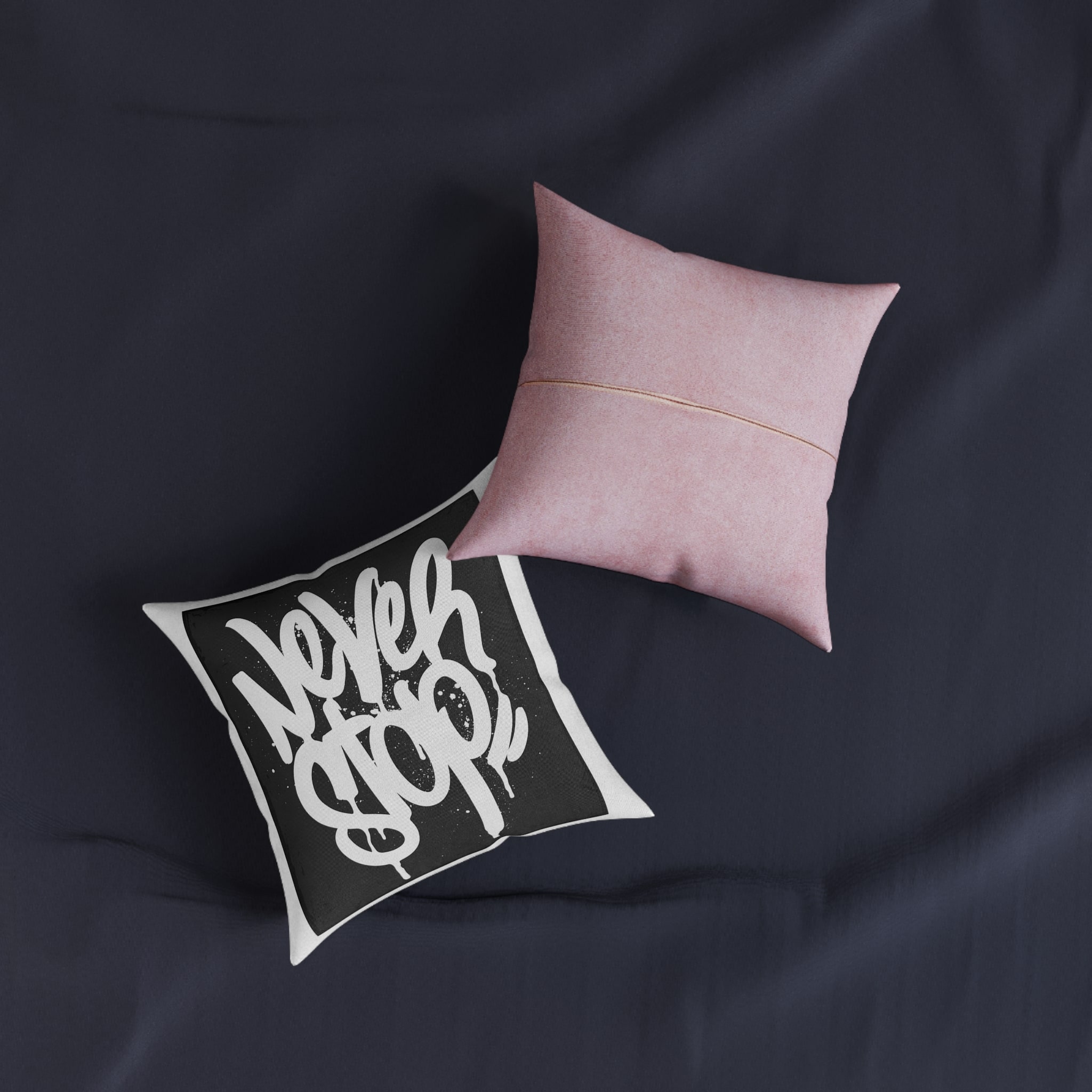 Never Stop Copia Square Pillow Pink Back - Image 3