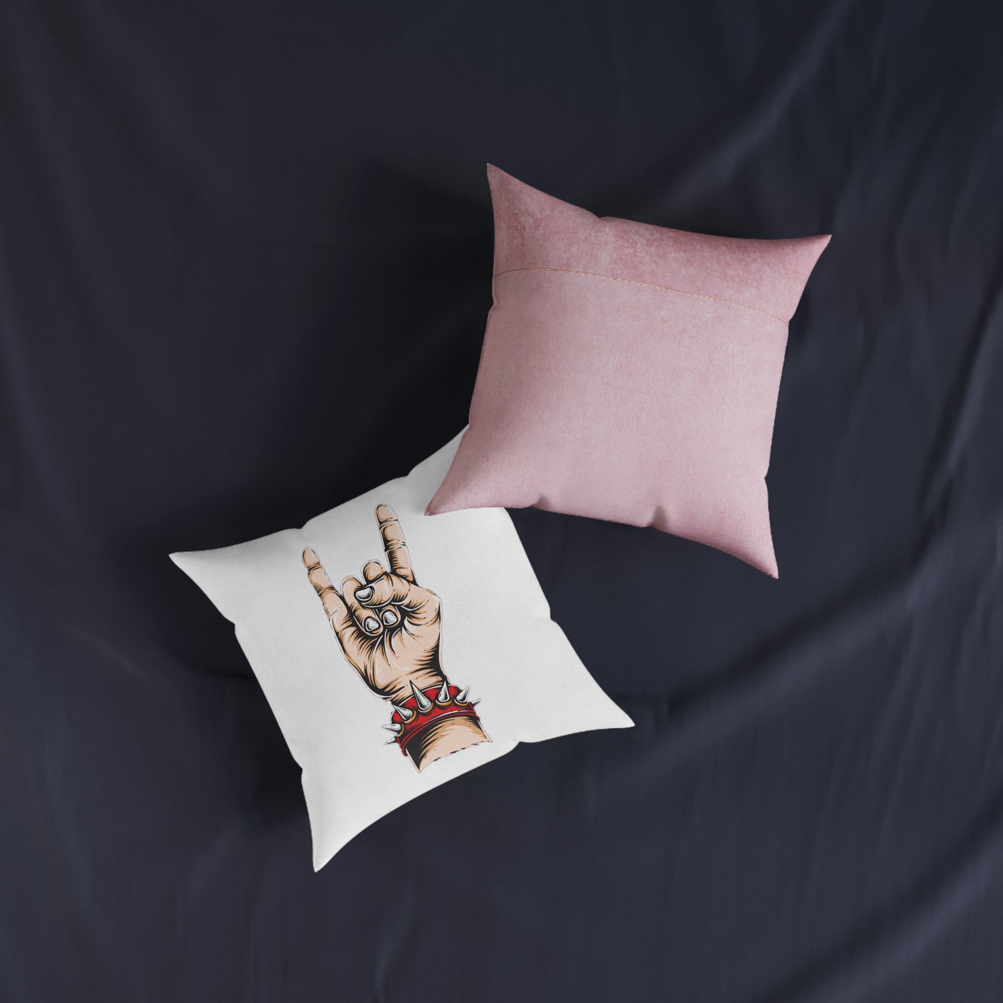 Rock 2 Square Pillow Pink Back - Image 7