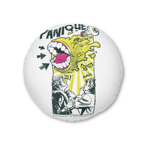 Dripping Monster Screaming Panicked People Tufted Floor Pillow Round