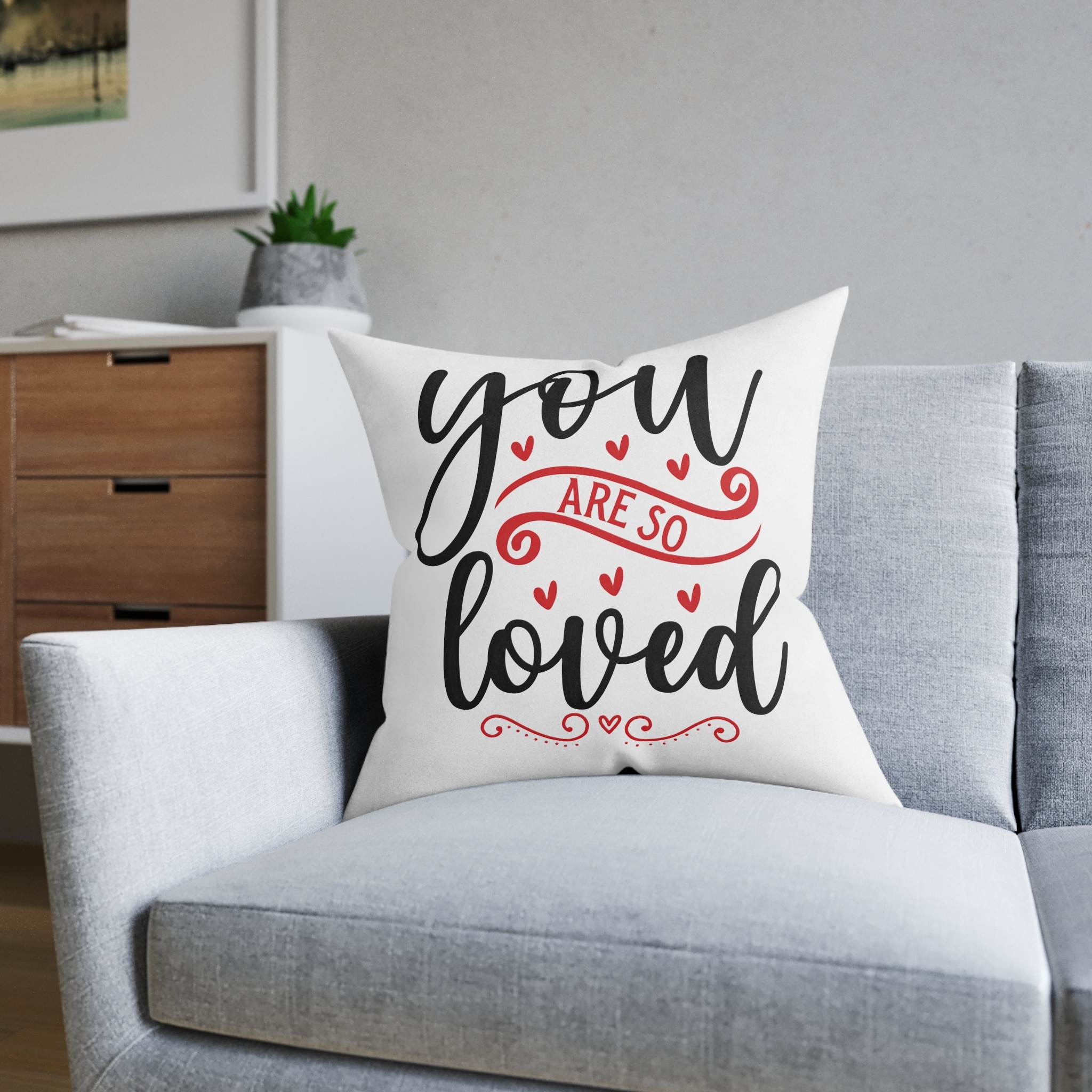You Are So Loved 1 Square Pillow Pink Back - Image 12
