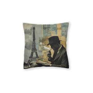 Vintage Paris Square Pillow Pink Back