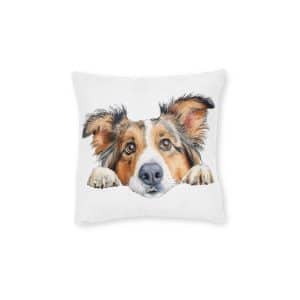 Dogs 3 Square Pillow Pink Back