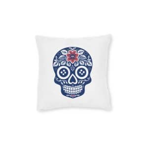 Colorful Floral Sugar Skull 171602 Square Pillow Pink Back