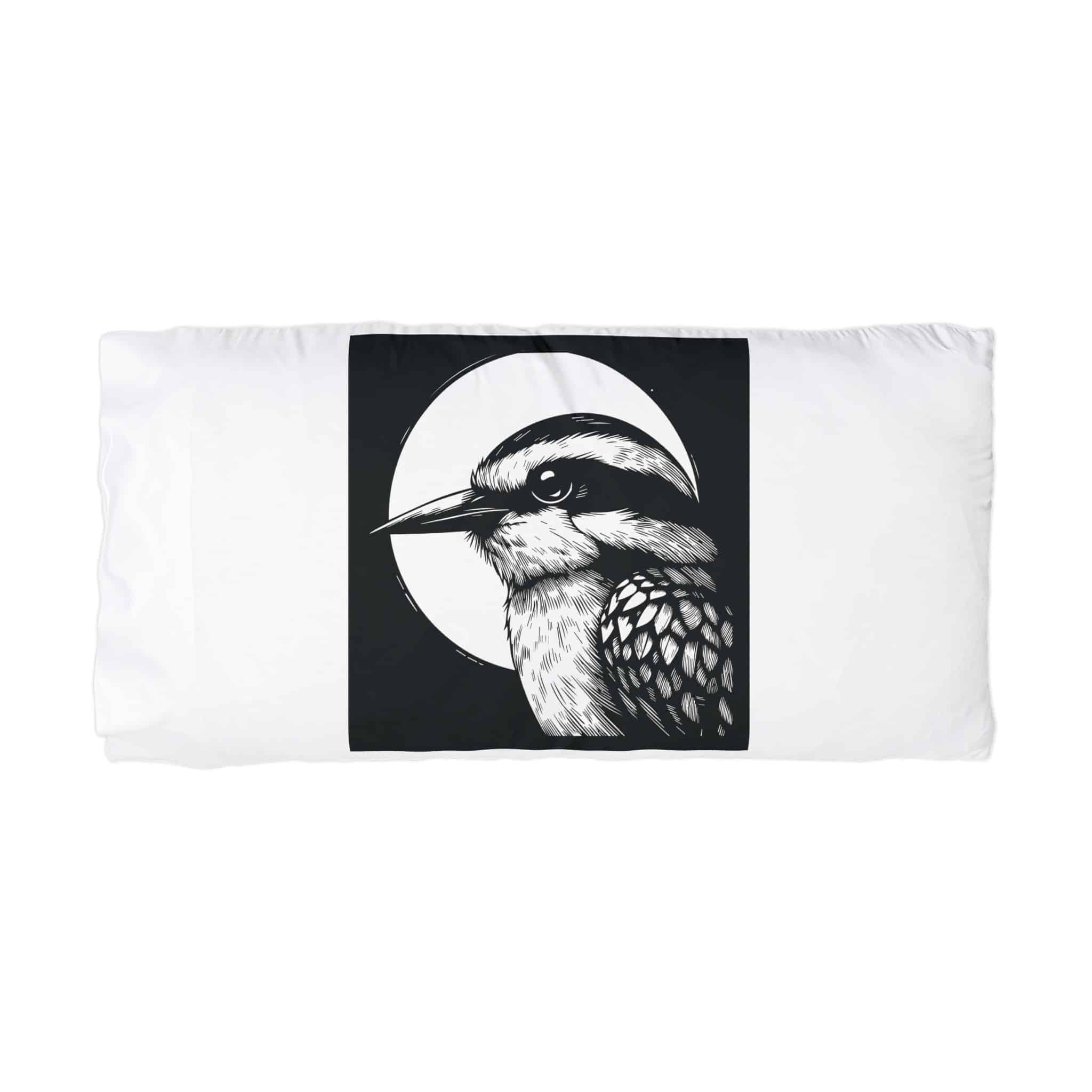 Chickadee Bird Ink Drawing Sitting Flying Birds Black White Illustration Microfiber Pillowcase - Image 3