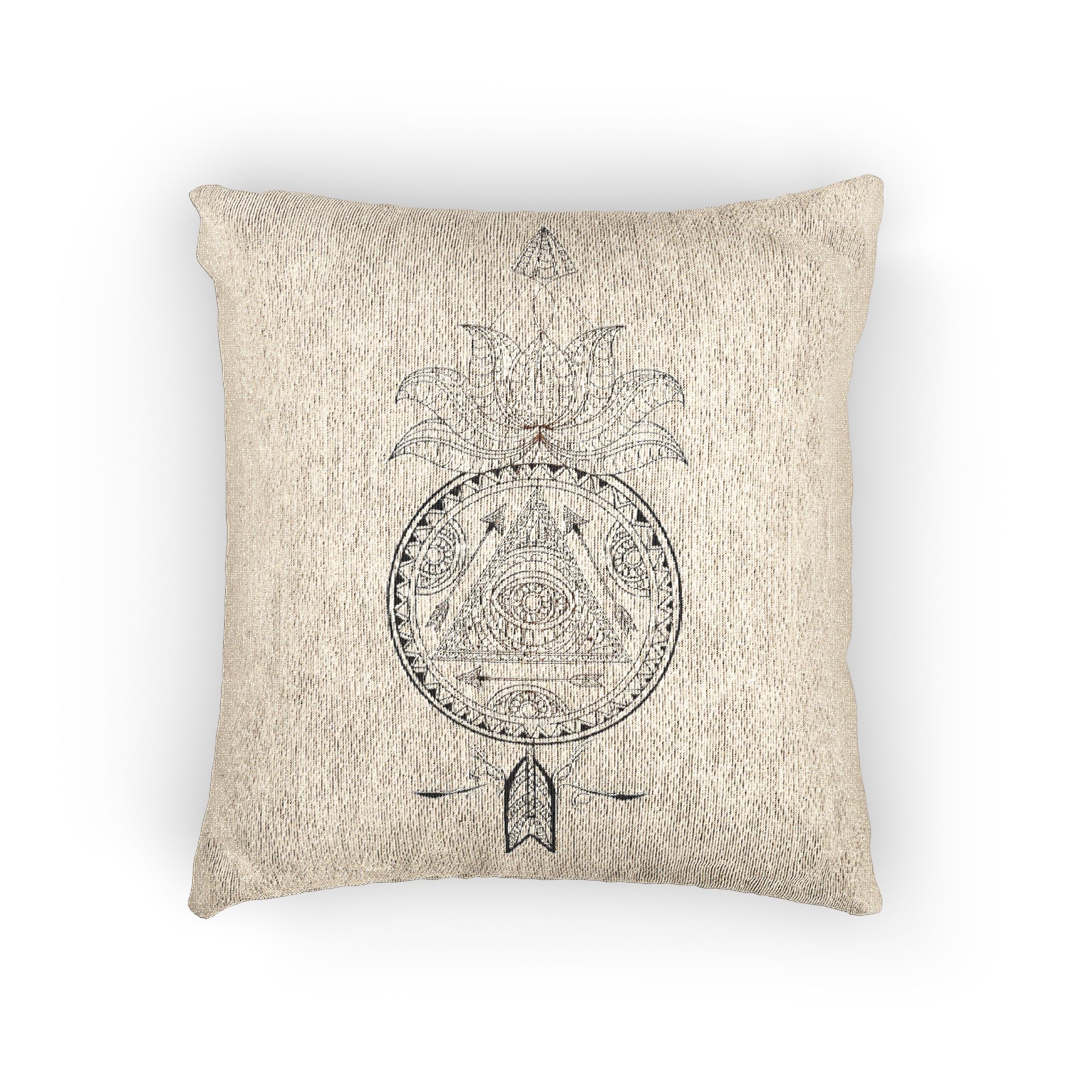 Ornamental Floral Dream Catcher With Lotus Flower Arrow Creative Hand Drawn Ethnic Decorative Elemen Woven Pillow